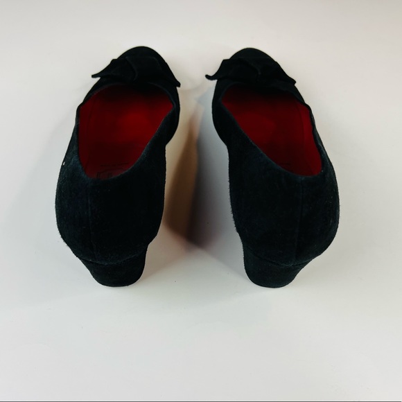 Rue Du Jour Paris Women’s Black Suede Round Toe Pump Wedge Heels Size 37 - Picture 3 of 7